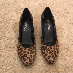 Chicos Leopard Red Heels Sz 7.5